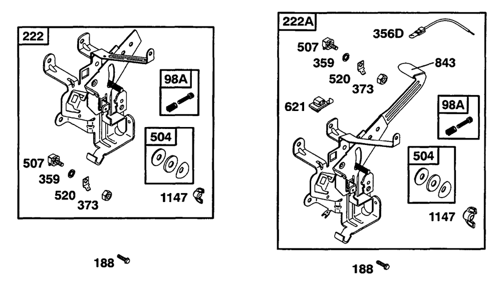 Control Brackets Diagram and Parts List for 19A402-0699-XX  Briggs and Stratton Engine